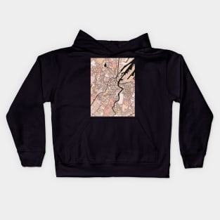 Belfast Map Pattern in Soft Pink Pastels Kids Hoodie